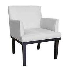 Poltrona Decorativa Vitória Sala e Recepção Com Base de Madeira Suede Branco - DS Estofados