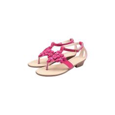 Sandália de Salto Infantil Menina Tiras Flores Pink