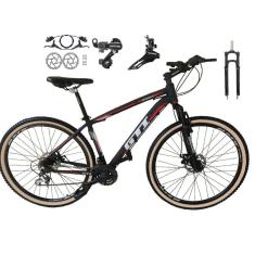 Bicicleta Aro 29 Gti Roma 24v K7 Câmbios Shimano Freio Hidráulico Garfo com Trava com Pneu Faixa Bege - Preto\Vermelho