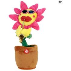 SKSTECH Musical Sing and Dancing Sunflower Soft Plush Funny Creative Saxophone Singing Toy (Pink)
