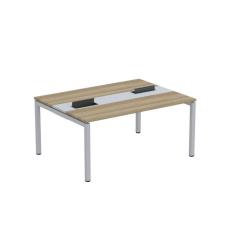 Mesa Plataforma Dupla com Pé de Aço para Coworking 160x120 Pdc16/12/2p Noce Naturalle/Cinza