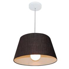 Lustre Pendente Cone Md-4039 Cúpula Em Tecido 21/40x30cm Pret
