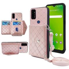 Furiet Capa carteira compatível com Cricket Dream 5G/AT&T Radiant Max 5G com alça de ombro transversal suporte para cartão de crédito cordão acessórios de celular capa para telefone para ATT G5 6,8