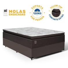 Cama Box com Colchão Ravena Molas Ensacadas Com Pillow Top Casal 138cm