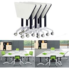 Mesas de conferência trapezoidais Mesa de reunião dobrável, mesa de treinamento móvel flip top com mesa de emenda e rodas traváveis, mesa de computador mesa de seminário sala de reuniões de