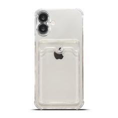 Tuokiou Capa para iPhone 2024, capa protetora transparente com compartimento para cartão, capa carteira de TPU macio resistente a quedas com amortecedor, linda capa de bolso com porta-cartões para