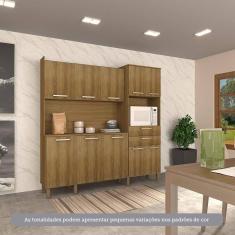 Cozinha Compacta 10 Portas E 2 Gavetas Com Tampo Luciane Móveis Carvalho Avelã