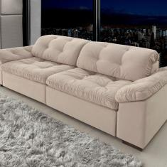 Sofá Retrátil e Reclinável 2 Lugares 240 Cm Pérola Veludo Bege