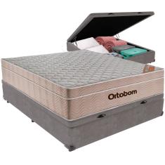 Cama Box Baú e Colchão Airtech  Molas Ensacadas Casal Ortobom