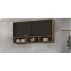 Armário de Cozinha Luciane Suíça 2 Portas 120x60,6cm, Avelã e Nero