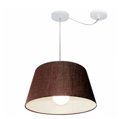 Lustre Pendente Cone Com Desvio De Centro Vivare Md-4273 Cúpula Em Tecido 30x40cm - Bivolt Café 127/220v