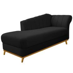 Recamier Vanessa 140cm Lado Esquerdo Suede Preto Doce Sonho