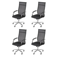 Kit 4 Cadeiras Escritorio Presidente Alta Tela Mesh Roma 3312 - Espres