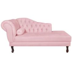 Recamier Diana 140cm Lado Direito Suede Rosa Bebê - ADJ Decor