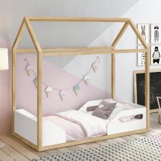Mini Cama Montessoriana Zoe Branco/natural Com Colchão D20 - Reller Móveis