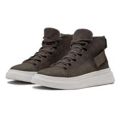 Tênis Casual Sneaker Cano Alto Avalon Albus Todo Couro Masculino-Masculino