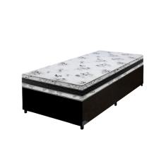 Cama Base Box Solteiro Super Confort Suede Preto + Colchão Solteiro Super Confort D33 24x88x188