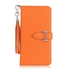 Capa carteira de couro flip para iPhone 14 13 15 Pro Max 11 Xr Xs X Capa, H Laranja, para 7Plus ou 8 PLUS