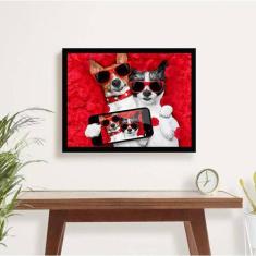 Quadro Decorativo Selfie Gatinho e Cachorrinho 45x34cm - Quadros On-li