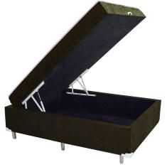 Cama Box Baú Casal Conjugado Ortopédico Suede Marrom 45x138x188