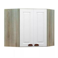 Armário Canto Diagonal 2 Portas Agatha Luciane Móveis, Legno Crema/Bra