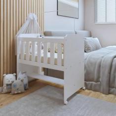 Mini berço 100% MDF com Colchão Yescasa Branco - Tigus Baby