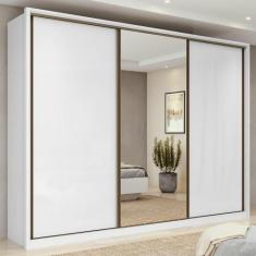 Guarda-Roupa Casal Spazio 270 Glass 3 portas 6 Gavetas Branco - Móveis