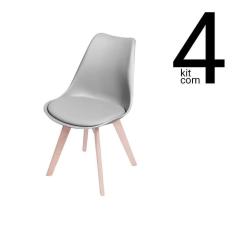 Conjunto 4 Cadeiras Saarinen Wood - Cinza