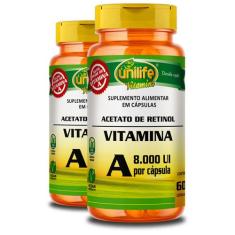 Kit 2 Vitamina A Retinol Unilife 60 Cápsulas