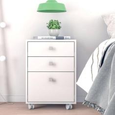 Mesa De Cabeceira 3 Gavetas Branco Mdp 15mm - Brv