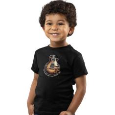 Camiseta Infantil Menino Menina Feliz Guitarra na Mão Rock - Hipsters,