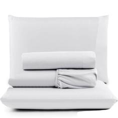 Jogo De Lençol Pratik Peletizado Padrão 4 Peças Barato - Branco