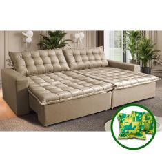 Sofá Sem Caixa Retrátil Reclinável 2,15m Cama inBox França. Velusoft