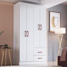 Guarda Roupa Solteiro 4 Portas 2 Gavetas Cordova Doripel - Branco