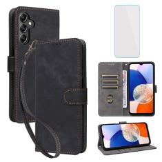 IUQXU Capa carteira para celular Samsung Galaxy A15 5G com protetor de tela [bloqueio RFID] suporte de cartão de couro com suporte para celular feminino para Galaxy 15A 5G A15 SM-A156U Samsung A 15 G5