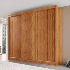 Guarda-Roupa Casal Dortmund 3 Portas 4 Gavetas Ripado 100% Mdf Cinamomo - Pnr Móveis