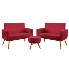 Kit 2 Poltronas Namoradeiras Decorativas Estofadas Para Sala De Estar 