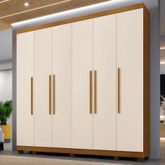 Guarda-Roupa Casal Bari 6 Portas 6 Gavetas Cinamomo/Off White - Panora