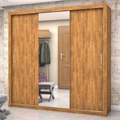 Guarda Roupa Casal com Espelho 3 Portas de Correr 4 Gavetas Luna Plus Carioca Móveis