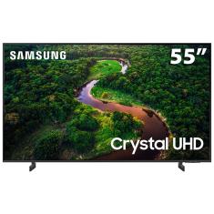 Smart TV 55" Crystal 4K Samsung CU8000, Dynamic Crystal Color, Gaming Hub, Design AirSlim, Tela sem limites, Alexa built in, Controle Remoto Único