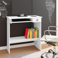 Mesa para Computador Pequena 1 Gaveta 1 base de teclado Cor Branco - AJL Móveis