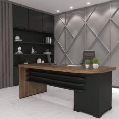 Mesa para Escritório 4 Gavetas Tamburato Artany Charuto/Preto