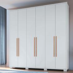 Guarda Roupa Casal 6 Portas 3 Gavetas Safira Móveis Castro - Branco Line