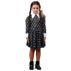 Fantasia Vandinha Vestido Estampado Infantil - Familia Addams - Hallow