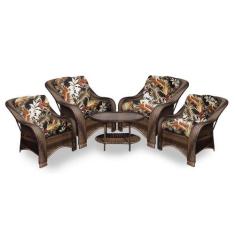 Conjunto de Poltronas Fibra Sintética Bruxelas - 4 Poltronas + 1 Mesa 