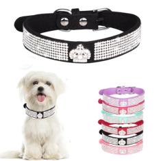 Coleira de cachorro com strass, cristal de diamante brilhante, joia bonita, com glitter, filhote de cachorro, gato, coleira para animais de estimação para PPS XS, pequeno, médio, meninas, cães, fêmea,