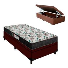 Cama Box  Baú Solteiro Marrom Colchão 20 de Altura Veneza - Portobel
