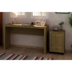 Escritório Completo 1 Mesa De Computador Me4135 + 1 Gaveteiro Me4112 2 Peças Amêndoa