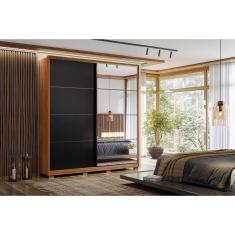 Guarda Roupa Solteiro 2 Portas De Correr 3 Gavetas C- Espelho E Pés Belga  Amêndola-amêndola Ou Grafito