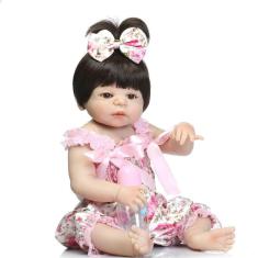 Boneca Bebê Reborn Menina Corpo Em Vinil Com Acessórios
